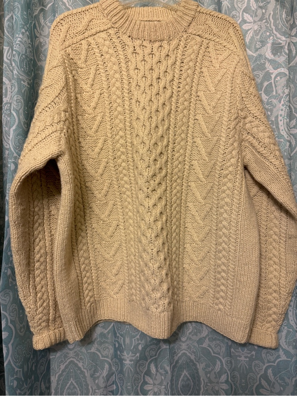 American Eagle Outfitters Cream Cable Knit Crewneck Sweater